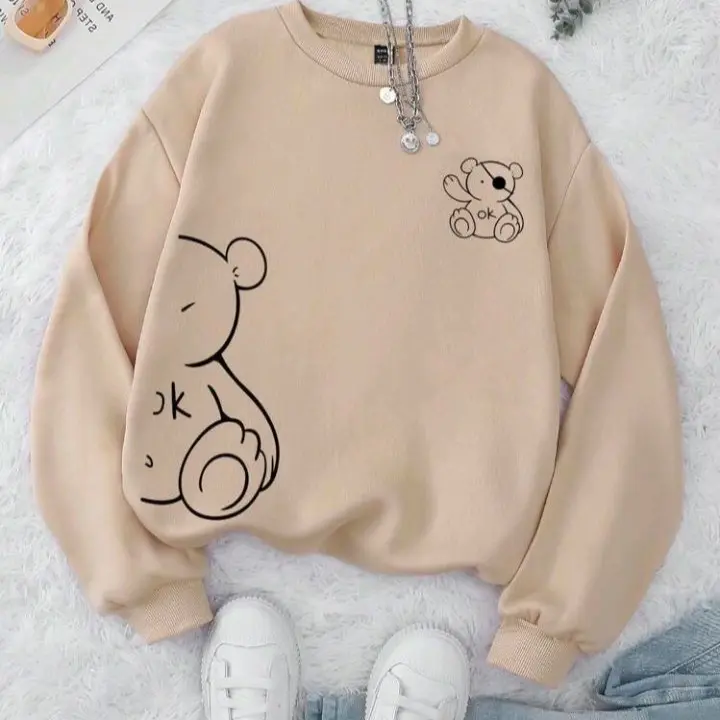 triting crewneck Wanita Atasan Sweater Panjang Baju Cewek Katun Oversize Kaos Oblong Polos 4