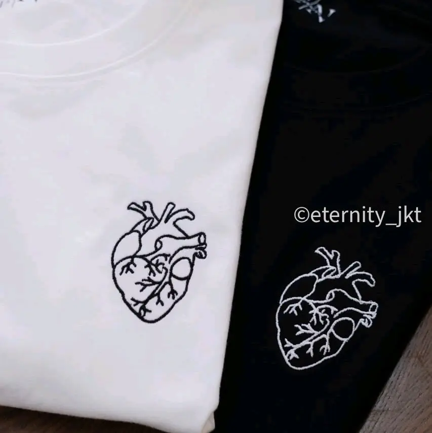 kaos couple heart bordir cotton combed 20s premium