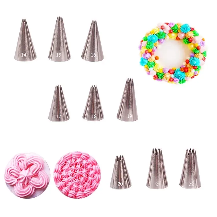 Spuit buttercream stainless tanpa sambungan 14 15 16 17 18 19 20 21 22 Alat Kitchenware Kue 2