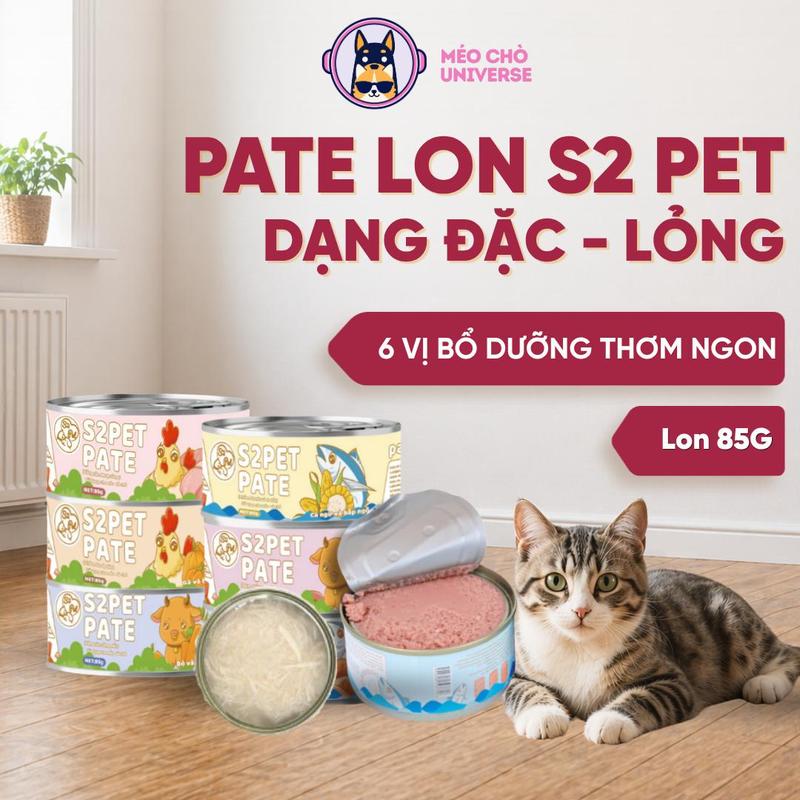 Pate Cho Mèo S2PET Lon 85G – Thức Ăn Ướt Giàu Dinh Dưỡng, kícḣ Thích Ăn Ngon -…