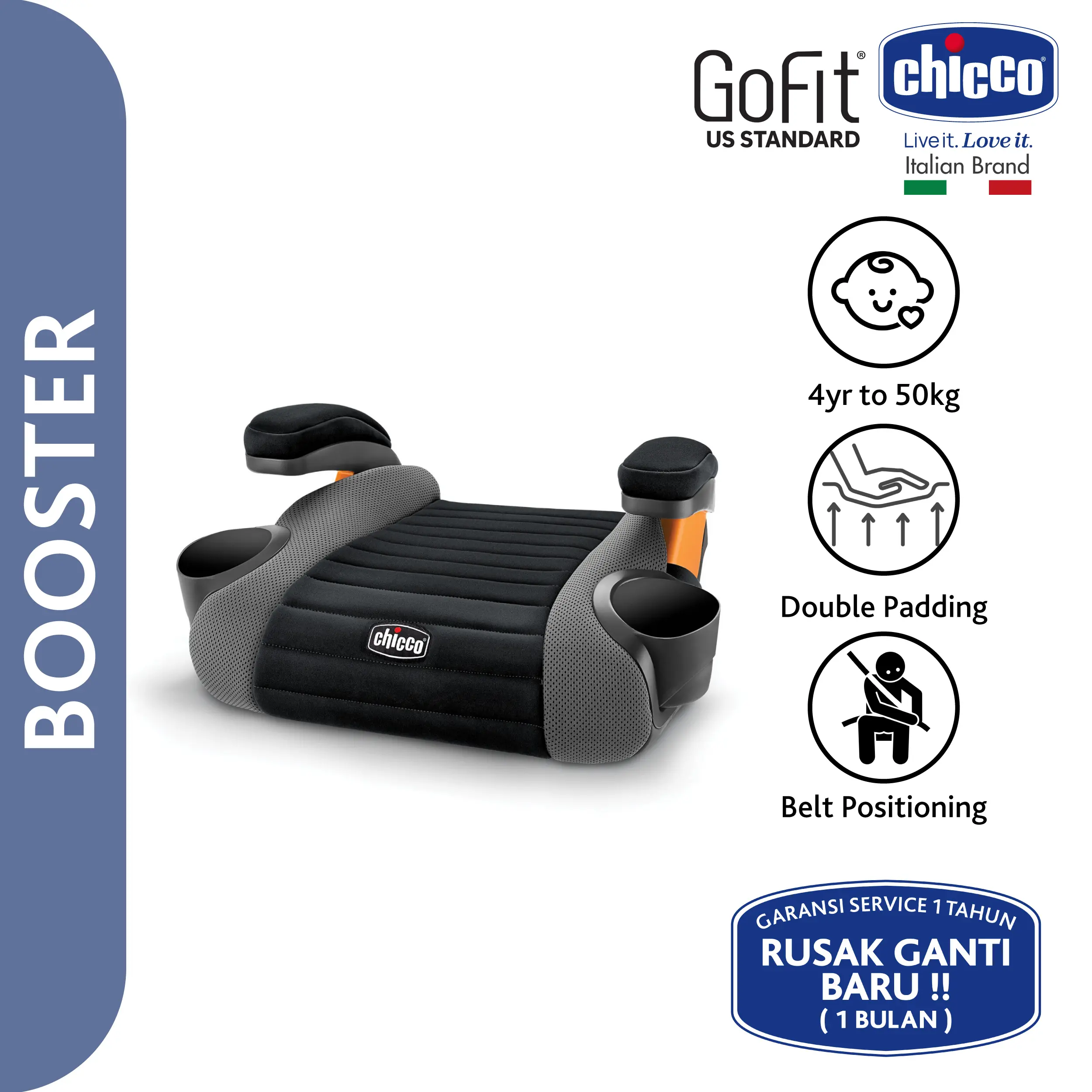 CHICCO GoFit Backless Booster Car Seat / Tempat Duduk Anak di Mobil Toddler Car Seat Car Seat Anak