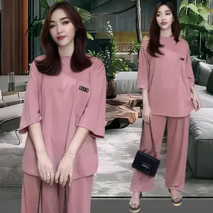 OVA ONESET ATASAN OVAL KANTONG DADA LD 120 VISTATERRY celana karet wanita  setelan  baju  basic Panjang Oversize