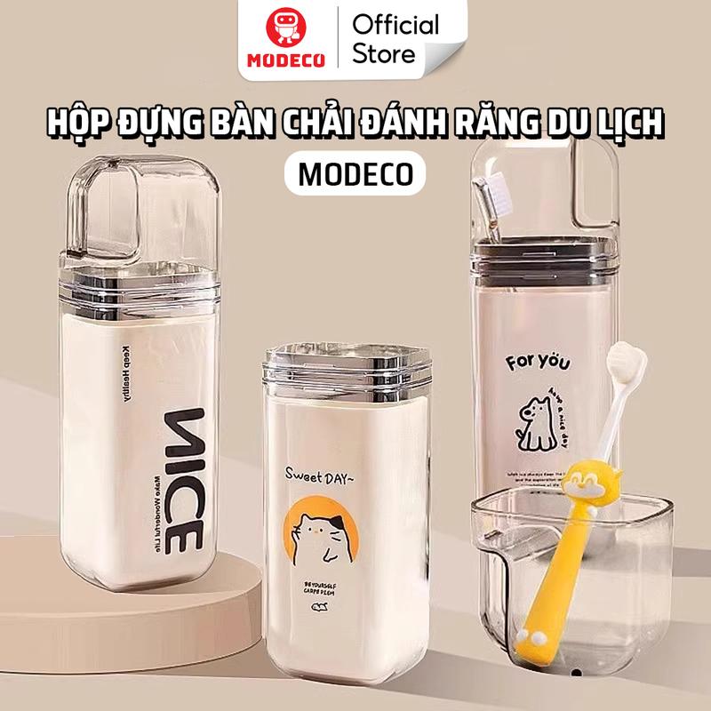 Hộp Đựng Bàn Chải Kem Đánh Răng Cao Cấp Modeco - 3 Cốc Đánh Răng Du Lịch Tiện Lợi