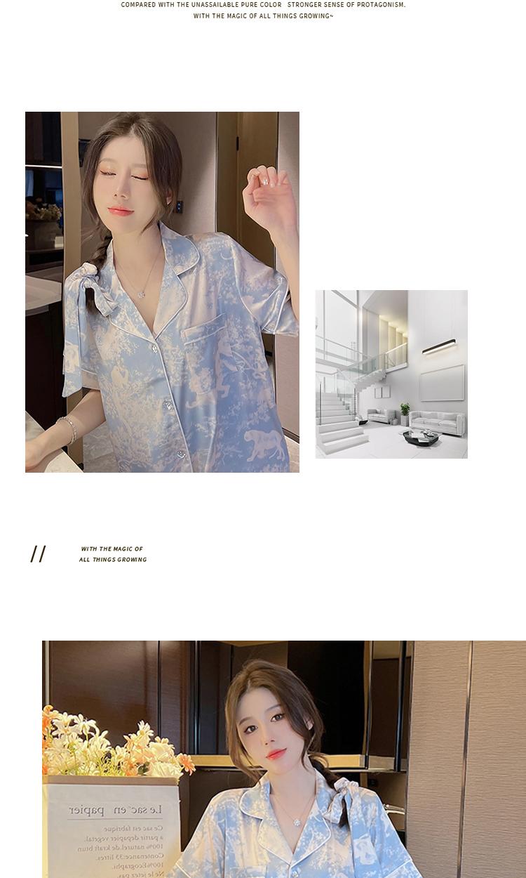 Product Introduction of Summer pajamas nightdress women thin short-sleeved shirt medium long home clothes can be worn outside 21