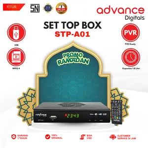 Advance Set Top Box TV Digital Receiver Penerima Siaran Full HD/STB Wifi Bisa Youtube DVB-T2 STP-A01 Kabel Remot