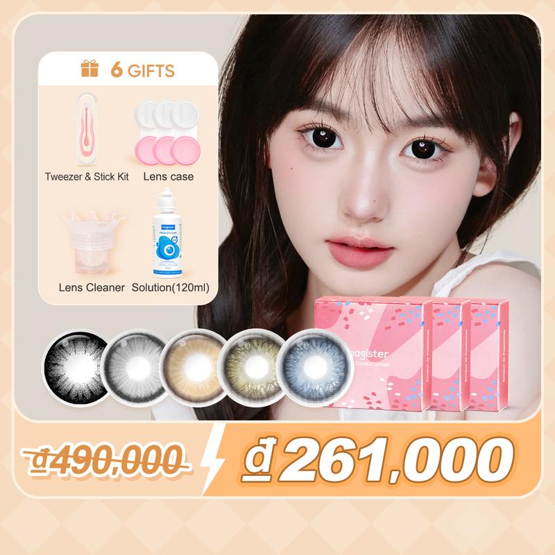  【Siêu Hời Kính Áp Tròng Magister QUEEN 0~6.00 Ochre Kính Áp Tròng Amber Lens Mắt Màu DIA 14.0mm 6 Tháng Graphite Màu Xám Hàng Ngày Lens Kính Áp Tròng Women Nữ 