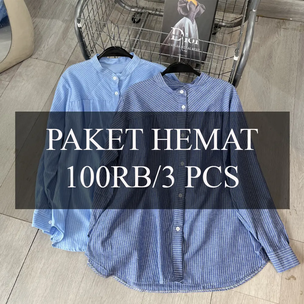 PAKET HEMAT 100Rb/3 Pcs Tasya Kemeja Wanita Salur Striped Katun Premium Basic Casual Formal Terbaru Lengan Panjang Adem Nyaman Stylish Kerja Kuliah Kantor Muslim