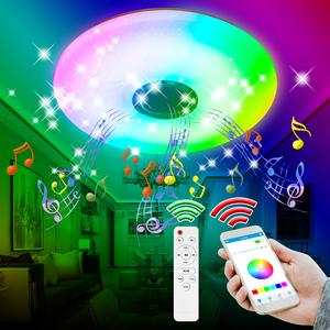 RGB Bluetooth LEDシーリングライト ミュージックメロディ プレーヤー付き リモコン操作 AC100-240V 256色調光 スマートタイマー BT APP制御 省エネ アイプロテクション ナイトランプ 寝室・リビング・パーティー用