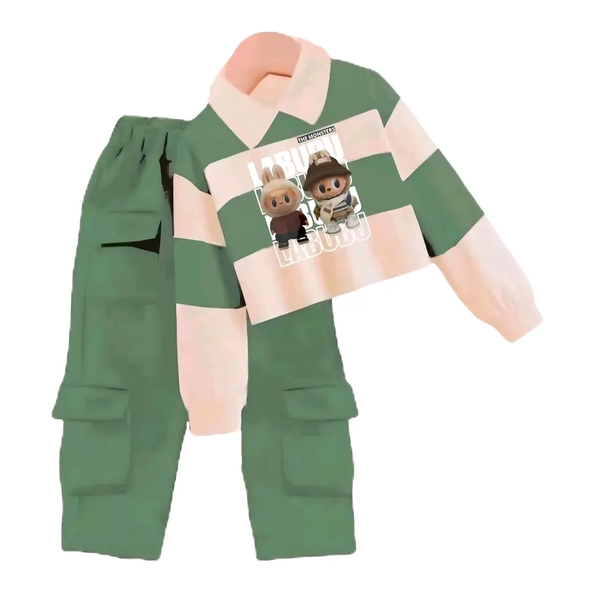 Setelan anak Perempuan | Fashion Anak | Baju Anak Gambar Labubu | baju labubu anak laki laki | Pakaian Kaos Celana Kargo viral | baju labubu anak perempuan | baju anak korean style