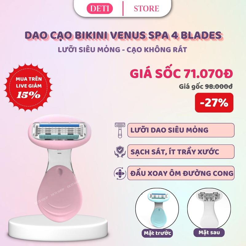  Dao cạo nữ dao cạo vùng kín bikini cạo lông toàn thân cho nữ Venus spa 4 lưỡi   có che tên  DETI SHOP 