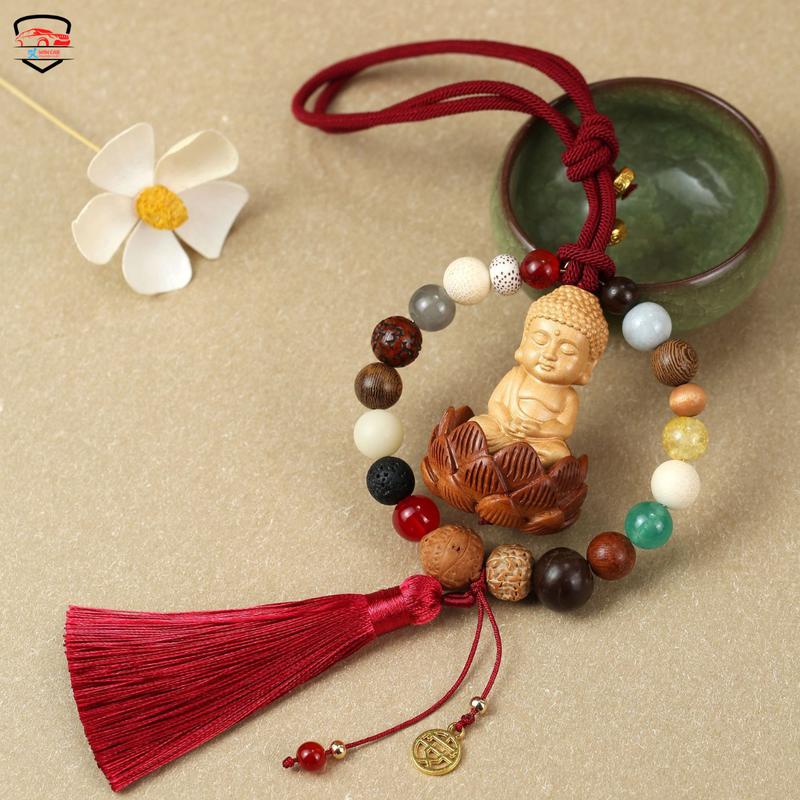 Khánh treo xe Phật Thích Ca Gỗ Hoàng Dương trang trí xe Ô Tô xe hơi mang lại may mắn bình an Nội Thất Xe hơi