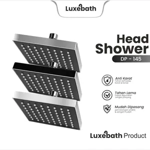 Kepala Shower Mandi Kotak Hitam  DP-145+DP-145-1+DP-145-2+WG-238 HITAM Head Shower Rain Tekanan Kuat ABS Kualitas Tinggi Tahan Lama Anti Karat Air