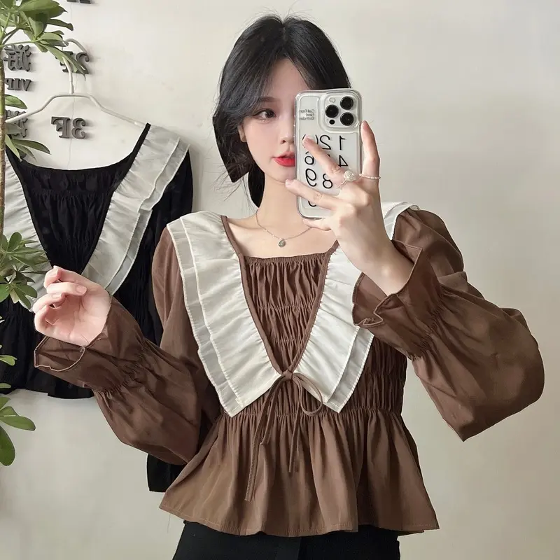 yikoo-Blouse korea temperamen atasan wanita fashion top