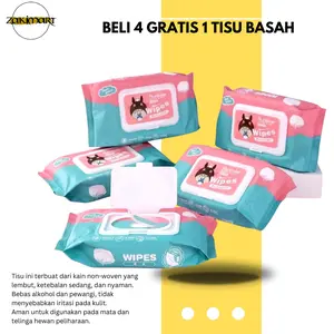 Beli 4 Gratis 1 Tisu Basah Kucing Mandi Serbaguna Mata Telinga Bayi Anak Kitten Eye Pet Wipes Tisu Grooming Perawatan Mata Kucing Lembut Aman Bebas Alkohol