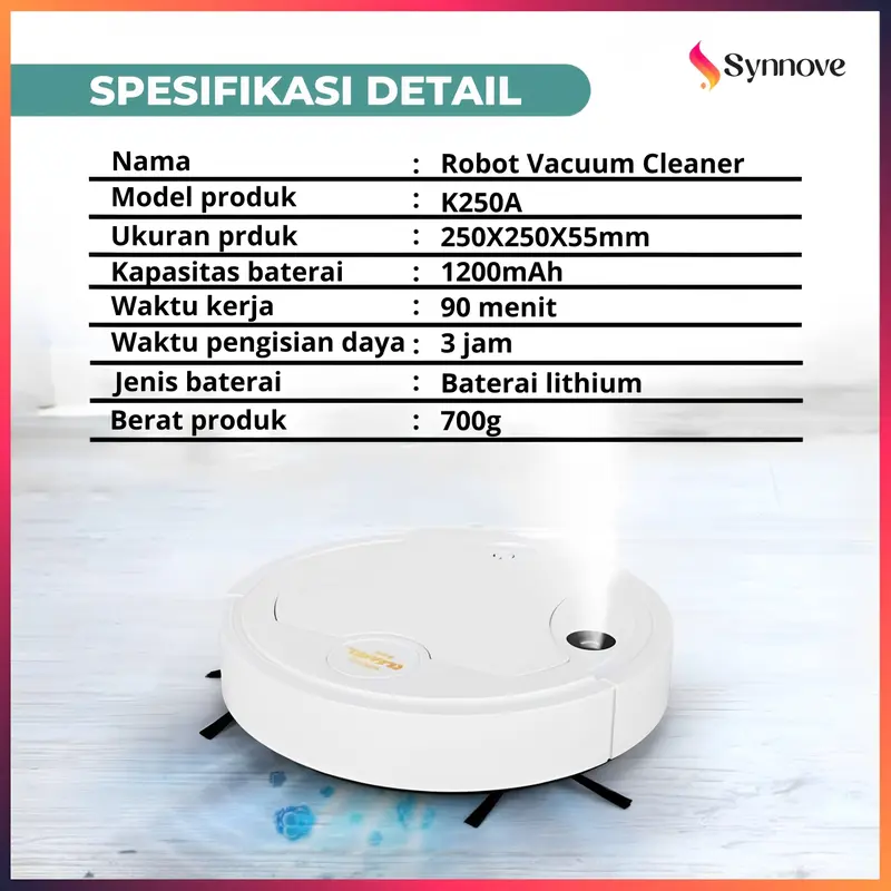 Robot Vacuum Cleaner 5 In 1 Sinar Ultraviolet Pel Lantai Otomatis Penyedot Debu Rumah 6