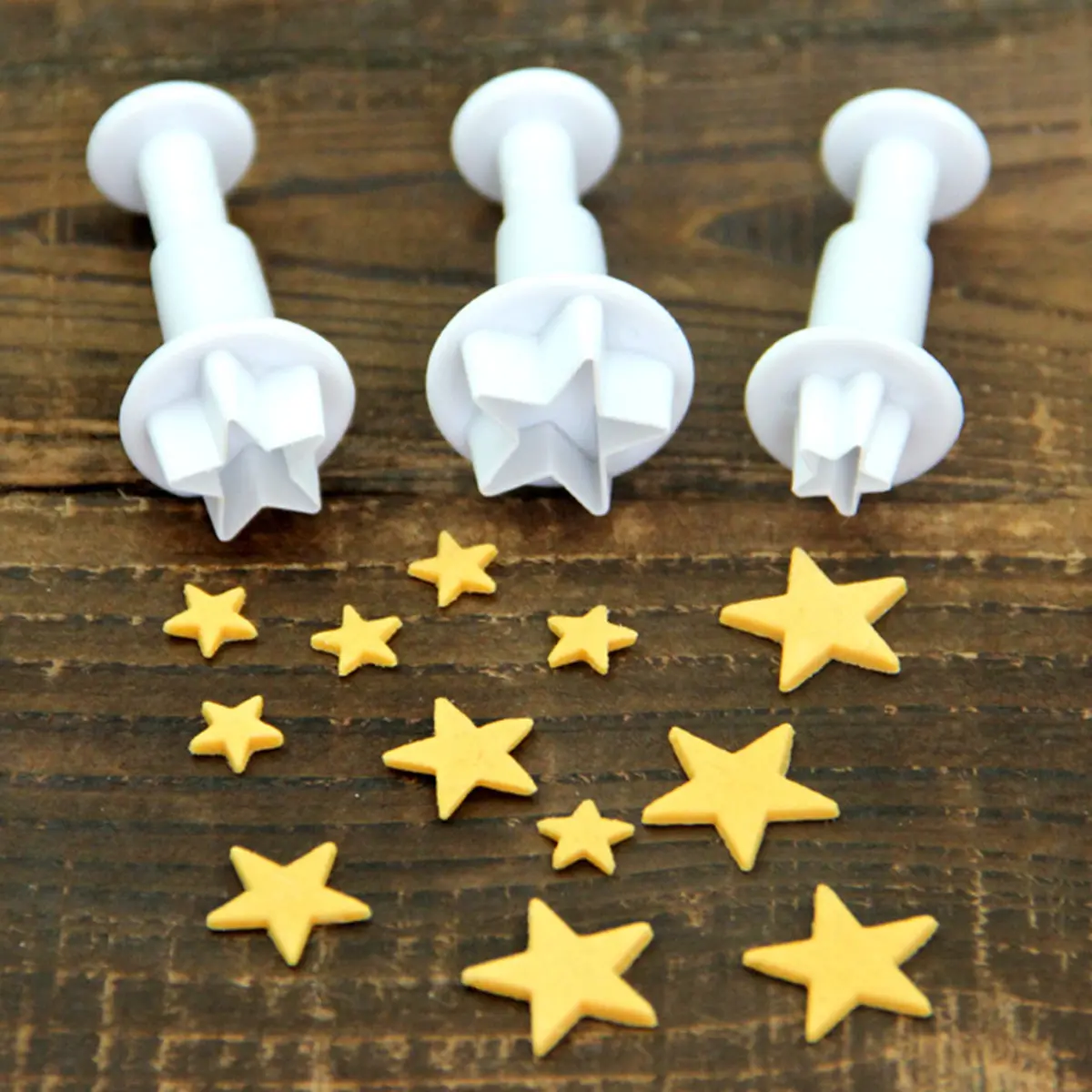 3Pcs/Set Mini Star Flower Plunger Cutter Fondant Biscuit Embossed Stamp Mold Cookies Cutter Diy Cookie Tool Cake Baking Decorating Tool