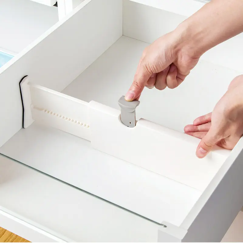 HOME+Extendable Drawer Partition-Customize Your Storage Space - Adjustable Clothes Stationery Divider - Perfect Wardrobe and Cabinet Organizer Boxes Kitchen Shelf