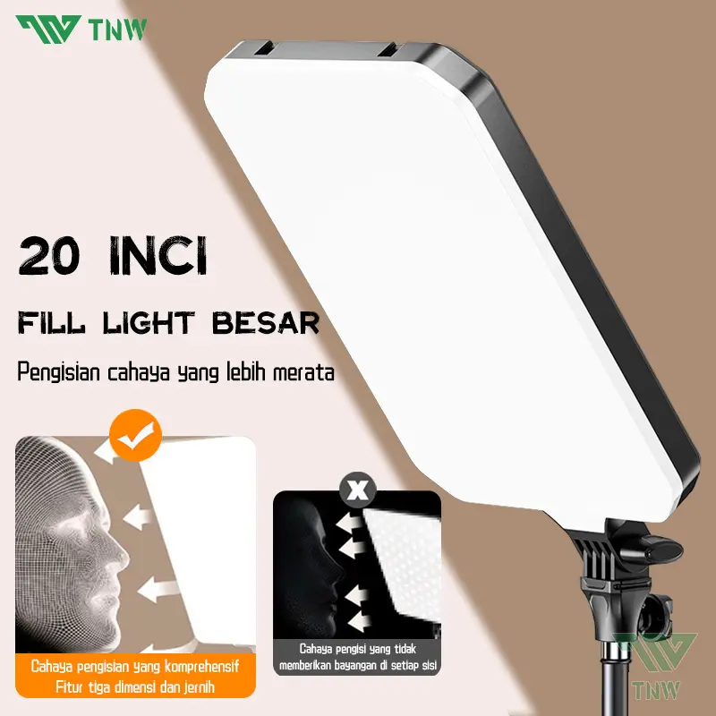 TNW Lampu Foto 16/20 Inch LED Video Light Studio Lighting Fill Light Ringlight Besar with Tripod for Live Stream Vlogging 2