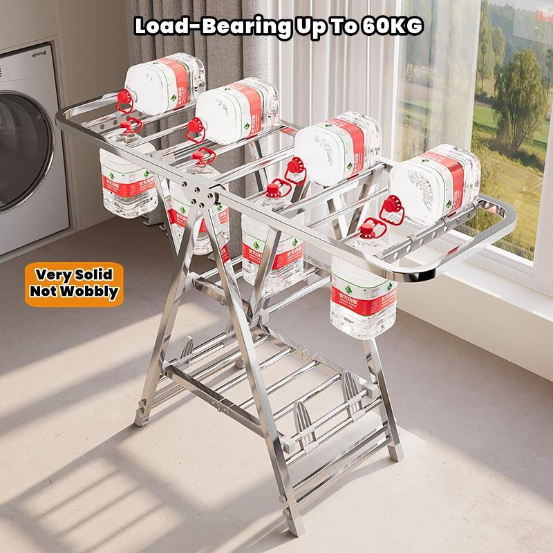 [SG Stock]Foldable Clothes Drying Rack Multifunctional Laundry Rack With Wheel Stainless Steel Thickened Carbon Steel 8