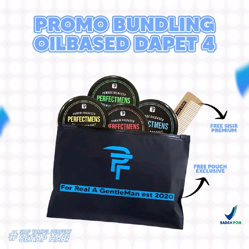 PAKET HEMAT BUNDLING POMADE OILBASED ALL VARIAN 4pcs POMADE OIL BASED POMADE PRIA PERFECTMENS FREE SISIR DAN POUCH EXCLUSIVE 1