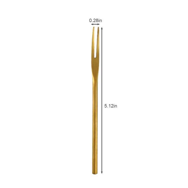 Product Introduction of 304 stainless steel sanding solid fruit fork long handle round handle moon cake dessert cake 2 tooth fruit stick 8