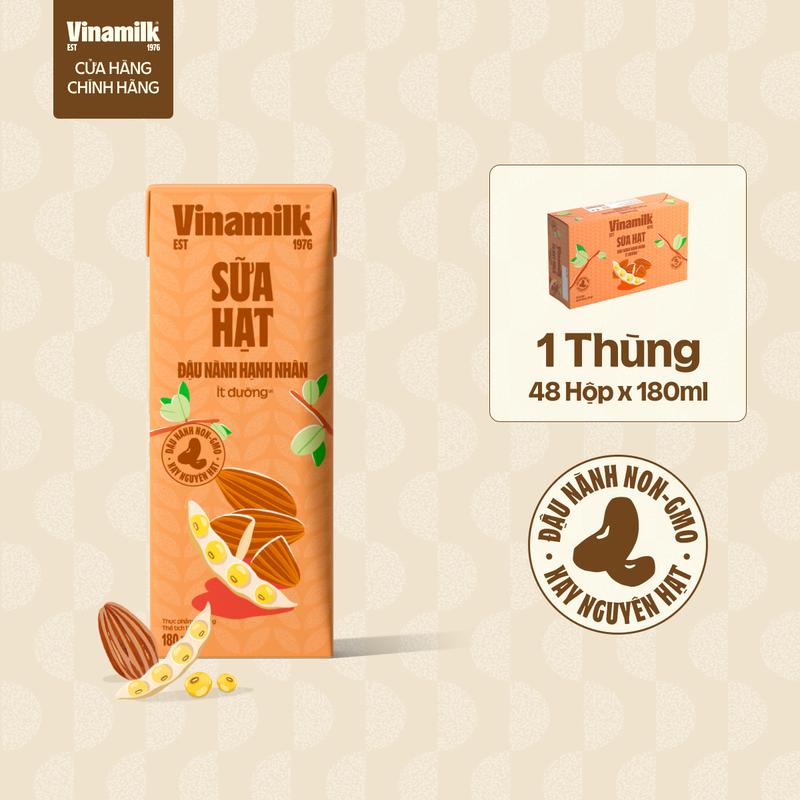  Thùng 48 hộp Sữa hạt đậu nành Hạnh nhân 180ml 