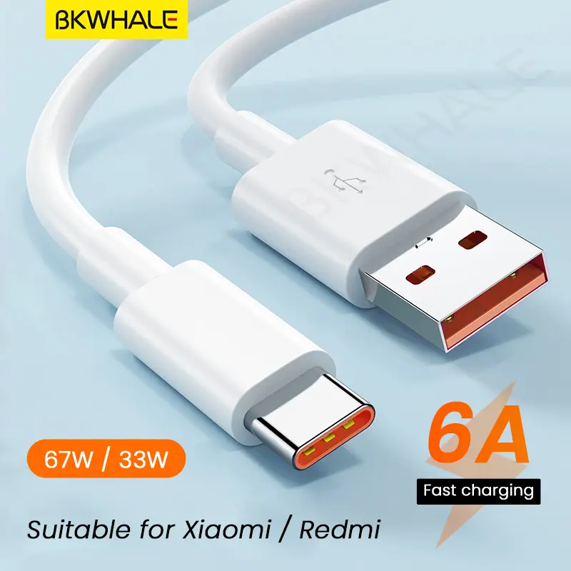 BKWHALE 67W / 33W Type-C Cord Fast Turbo charging cable Compatible For Xiaomi Redmi Note 12 11 10 9 8 Pro K40 K30 K20