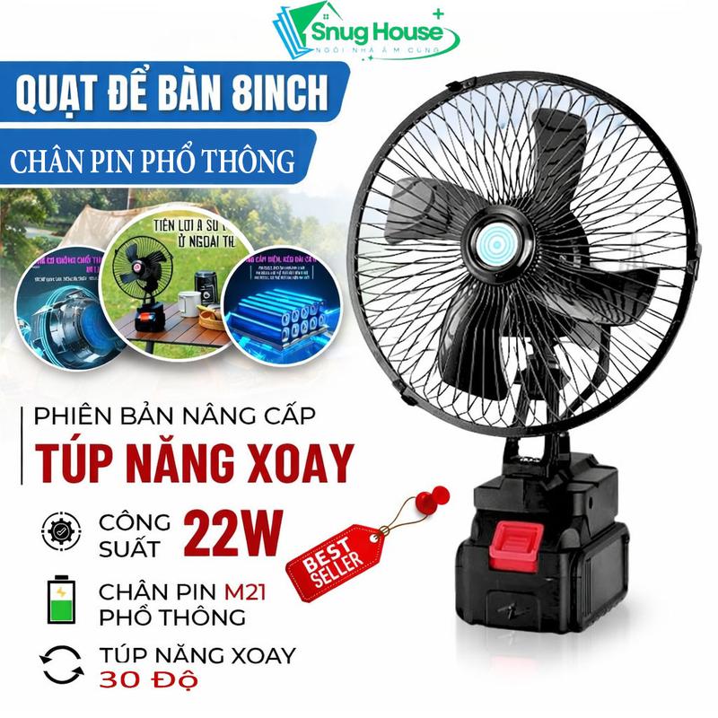 Quạt Tích Điện 2 Tốc Độ Gió Pin 10 Cell Chất Liệu ABS Cao Cấp Tút Năng Đảo…