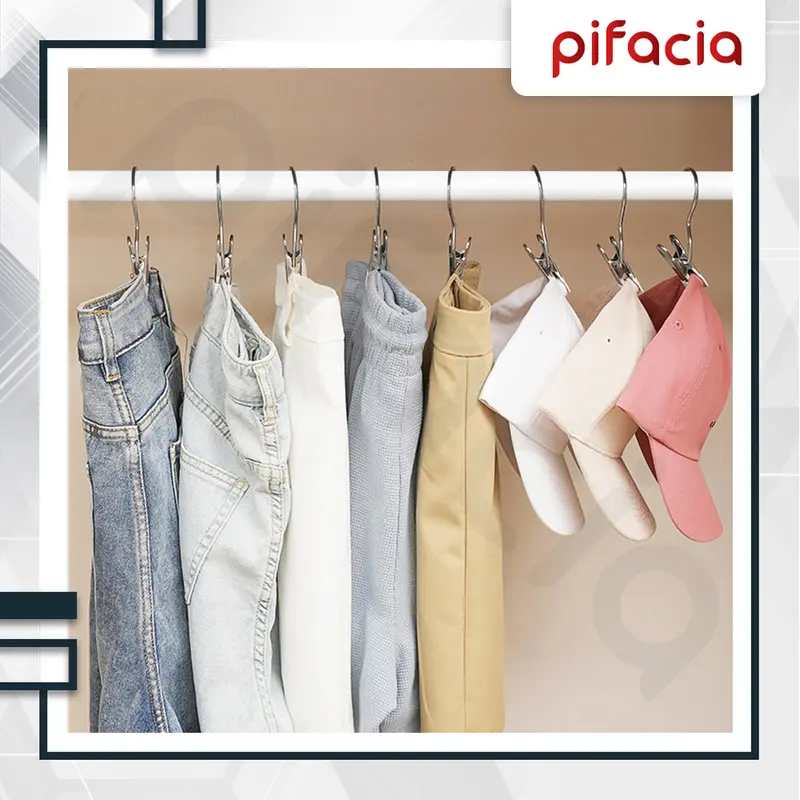 PIFACIA Tiang Gantungan Baju Free 5 Penjepit Baju Tiang Gorden Shower Kamar Mandi Rak Baju Lemari 2
