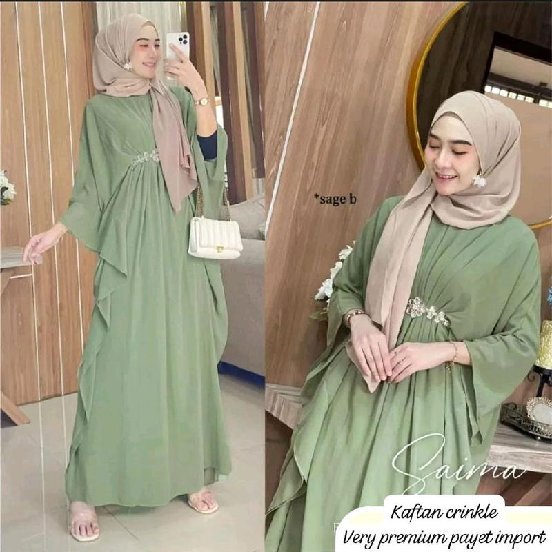 KAFTAN RAYA CRINKLE PAYET IMPORT 5 WARNA 0