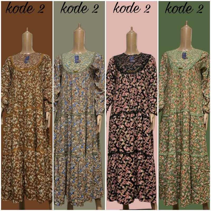 gamis rayon motif bunga premium terbaru by camelia collection~busana muslim terbaru~gamis wanita dewasa kekinian~all size~(ld 110) 2