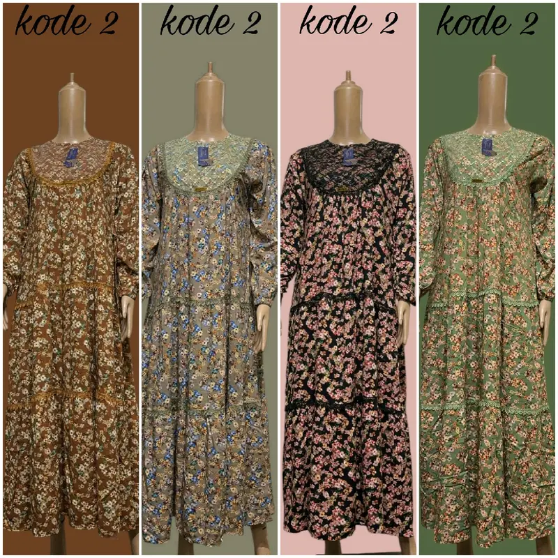 gamis rayon motif bunga premium terbaru by camelia collection~busana muslim terbaru~gamis wanita dewasa kekinian~all size~(ld 110) 1