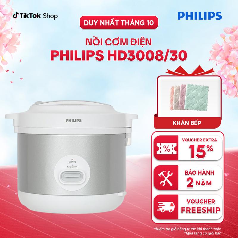 [DEAL SỐC] Nồi Cơm Điện Philips Dòng 1000 Series Philips HD3008/30 - Hàng Phân Phối Chính Hãng nồi  cơm Nấu Cơm Cooker Nấu Ăn nồi  cơm