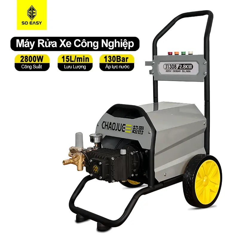 [2.8KW- tua nhanh- điện 1pha 220V]Máy rửa xe công nghiệp cao áp 120BAR, 15L/phút, tiệm rửa xe chuyên dùng, động cơ lõi đồng mạ sứ, Corleone KLA-1308, may rua xe cao áp công suất mạnh, máy xịt rữa xe áp lực xịt rửa xe tải, xe cơ giới, chuồng trại, rác thải