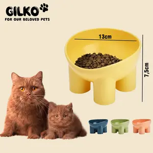 GILKO PET BOWL untuk Makanan Makan Kucing Anjing Kaki Tinggi Pet Feeder Bowl Minum Anabul Tidak Mudah Tumpah