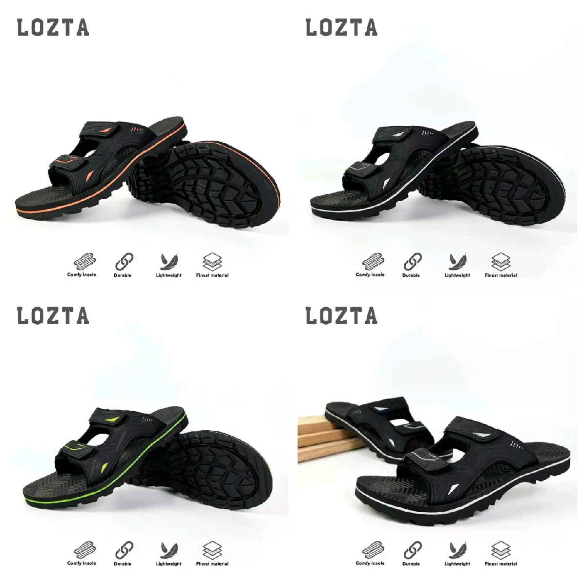 Sandal Gunung Pria Karet Empuk LOZTA Adventurer Series Anti-Slip dan Ringan - Kasual Hitam Sendal