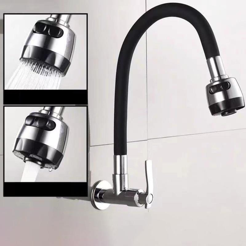 Kran Angsa Dapur Fleksibel/Kran Angsa Wastafel Kran Angsa Cuci Tangan Kran Air Kran Angsa Wastafel Black-1/2 Inch 2 Mode 4