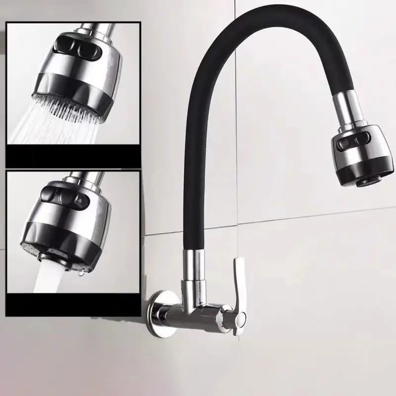 Kran Angsa Dapur Fleksibel/Kran Angsa Wastafel Kran Angsa Cuci Tangan Kran Air Kran Angsa Wastafel Black-1/2 Inch 2 Mode 4