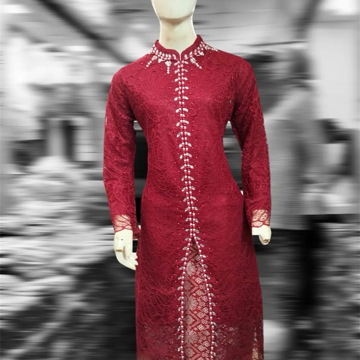KEBAYA TUNIK MODERN KOMBINASI PAYET - KEBAYA BROKAT KERAH SANGHAI PAYET 1 set lamar