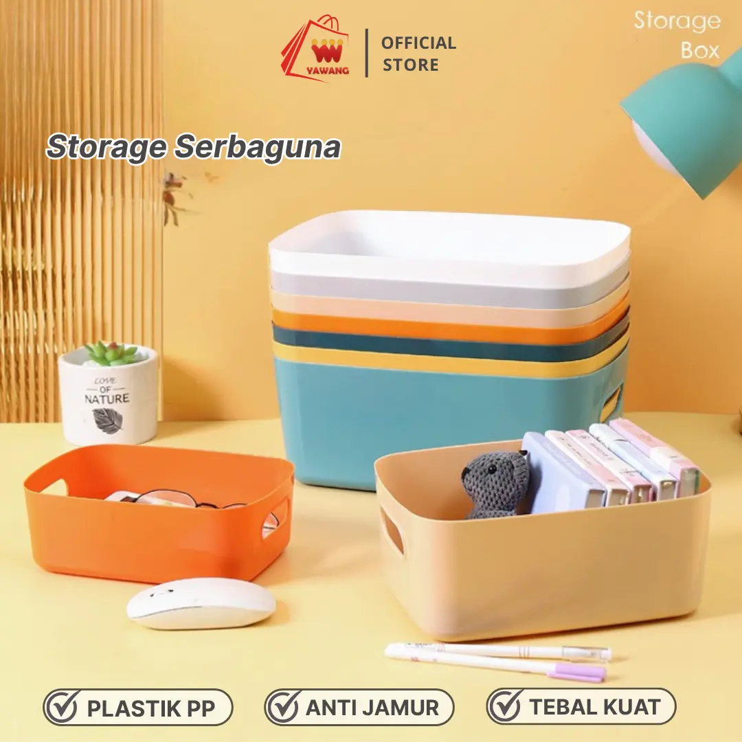 YAWANG Kotak Penyimpanan Multifungsi Box Container Plastik PP Anti Jamur Rapi Serbaguna untuk Dapur Kamar Mandi Meja Kerja Kulkas Storage Box