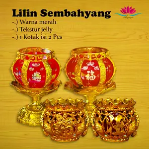 Lilin Jelly Sembahyang Motif Keranjang / Lilin Merah Gelas Sembahyang Imlek Model Keranjang
