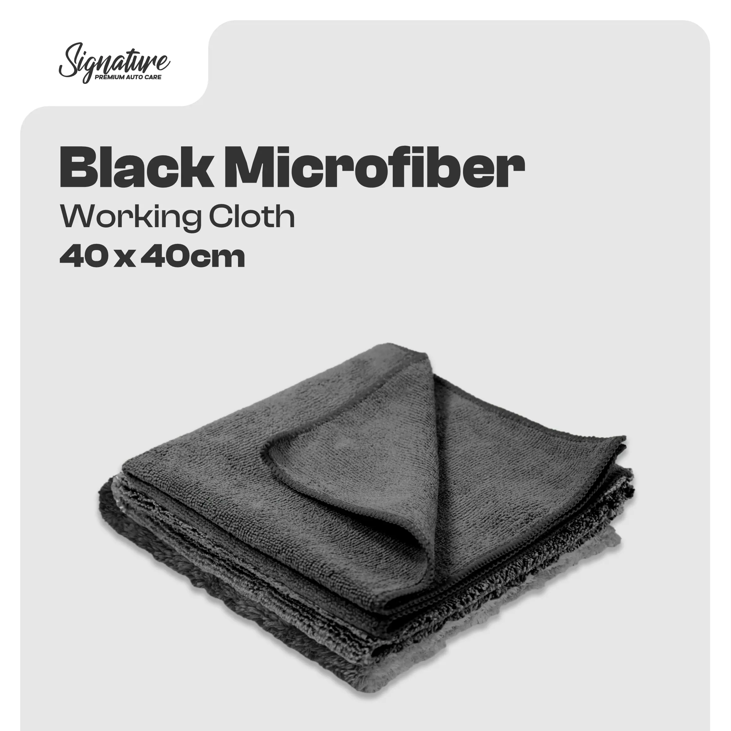 BLACK MICROFIBER CLOTH Microfiber - Kain Lap Detailing Edgeless 550GSM 400GSM 330GSM 40X40CM Detailing Mobil & Motor | Signature Auto Care