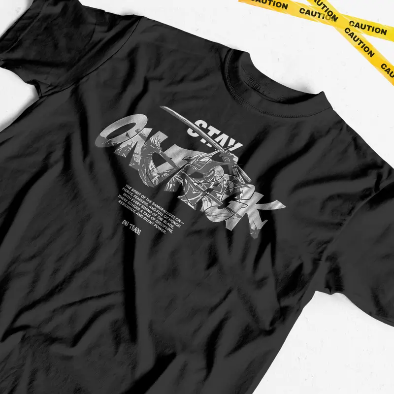 On Track - Simple Series Kaos Warna Hitam Putih Pria Wanita Sablon DTF Bahan Cotton Combed 20s - OTS046-P-H 1