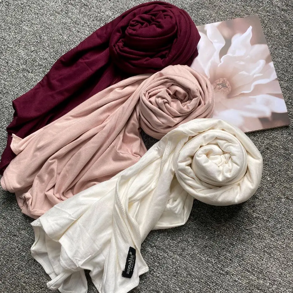 Pashmina Kaos Rayon Super 175 x 60 cm - Warna Cerah & Elegan - Empat, Instan  Segi Panjang