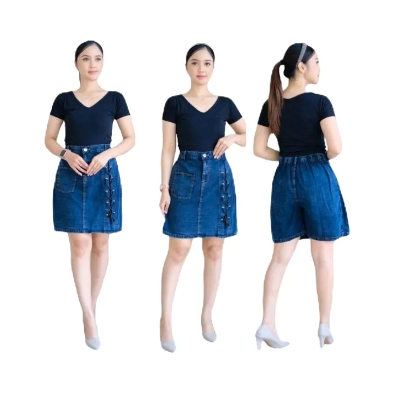 Rok Celana Jeans Denim Wanita Dewasa Kekinian - Model Pendek Cewek