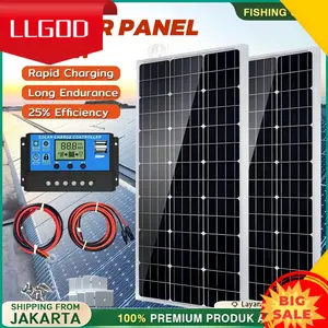 【Produk baru】 【100W】Solar Panel Panel Surya Pembangkit Listrik Tenaga Surya with Pengontr Baterai Air
