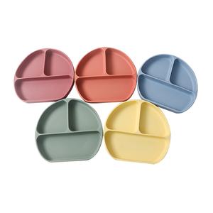 Baby Tableware Silicone Children Dining Plate Toddler Feed Divide Suction Plate Kid Feeding Set