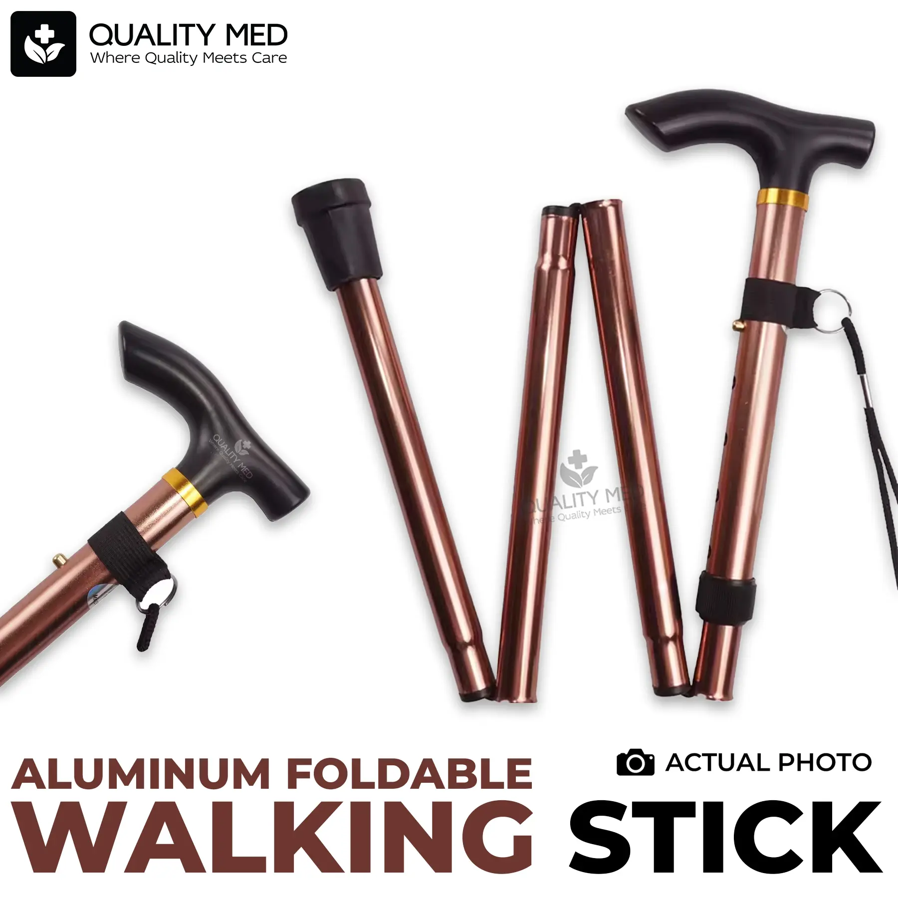 Folding Cane – Aluminum Alloy, Portable Hand Walking Stick (4-Section)