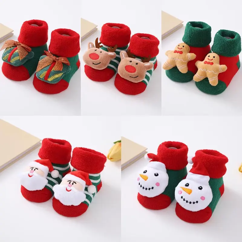 Tất Giáng Sinh Cho Em Bé Chất Liệu Cotton Mềm Mại, Thiết Kế Hoạt Hình Dễ Thương, Thích Hợp Cho Trẻ Sơ Sinh, Bé Trai Và Bé Gái Trẻ Mới Biết Đi, Tất Mùa Thu Và Mùa Đông, Tất Năm Mới