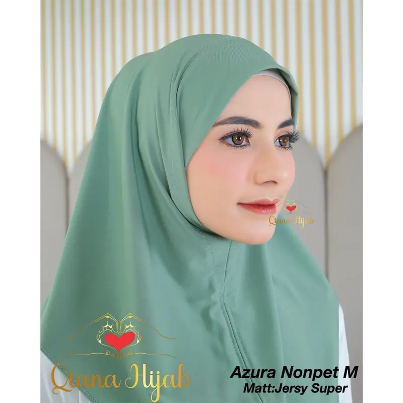 Paket murah khusus 12.12 per 3pcsHijab Bergo Instan Azura nonpet Wanita Muslim Lembut Kerudung Woven Yarn Dyed Fabric Beige Grey Instant Hijab Mesin Dicuci Wine Khimar Panjang Syari 3